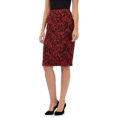 The Collection Red patterned ponte skirt